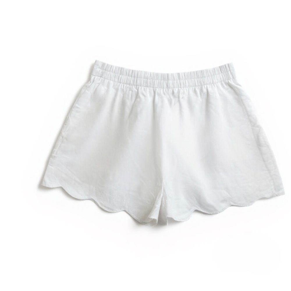 Eesome Linen Scallop Hem Pull On Shorts - XL